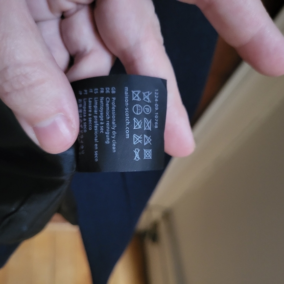 Maison Scotch Soda Blue Navy Wool 3/4 Coat with Leather Collar Size M NWOT - Picture 4 of 8